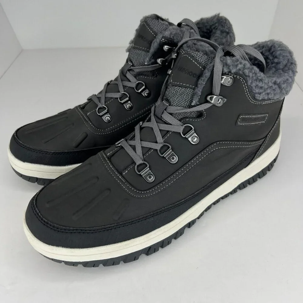 Weatherproof Mens 1624753 Gray Slope Memory Foam Faux Fur Size 13M Sneakers